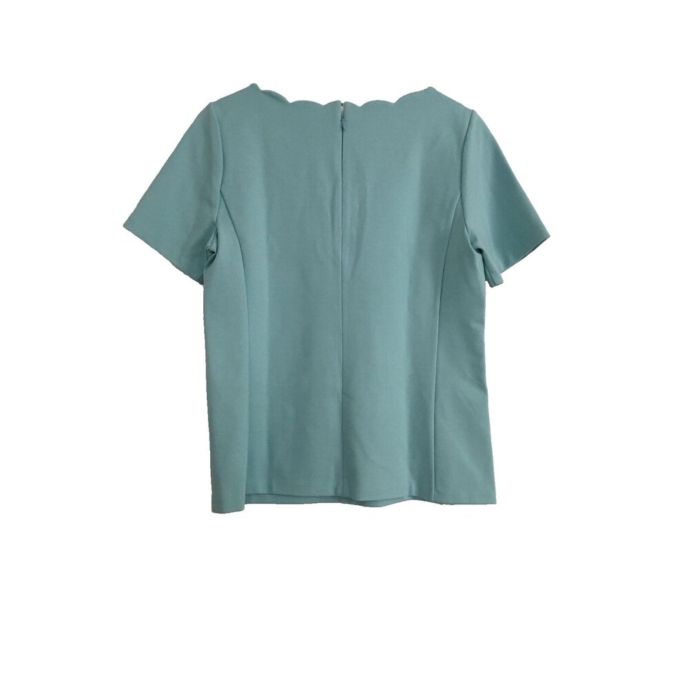 Talbots Blouse Top Casual Shirt Sky Blue Scale Short Sleeve Size M - Picture 2 of 8